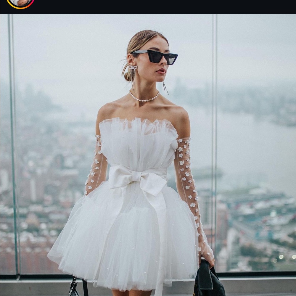 UNTAMED PETALS BY AMANDA JUDGE White Strapless Dress